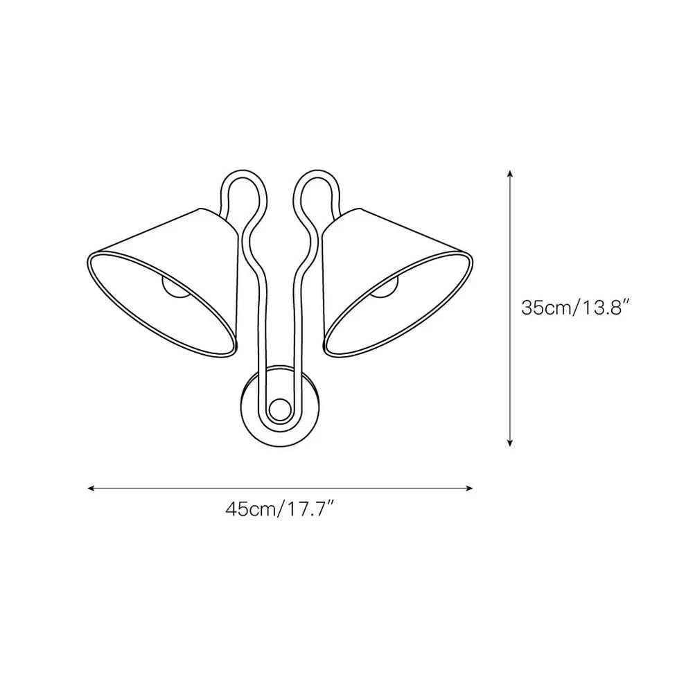 Lámpara de Pared con Dos Pantallas Cónicas Blancas de Tela
